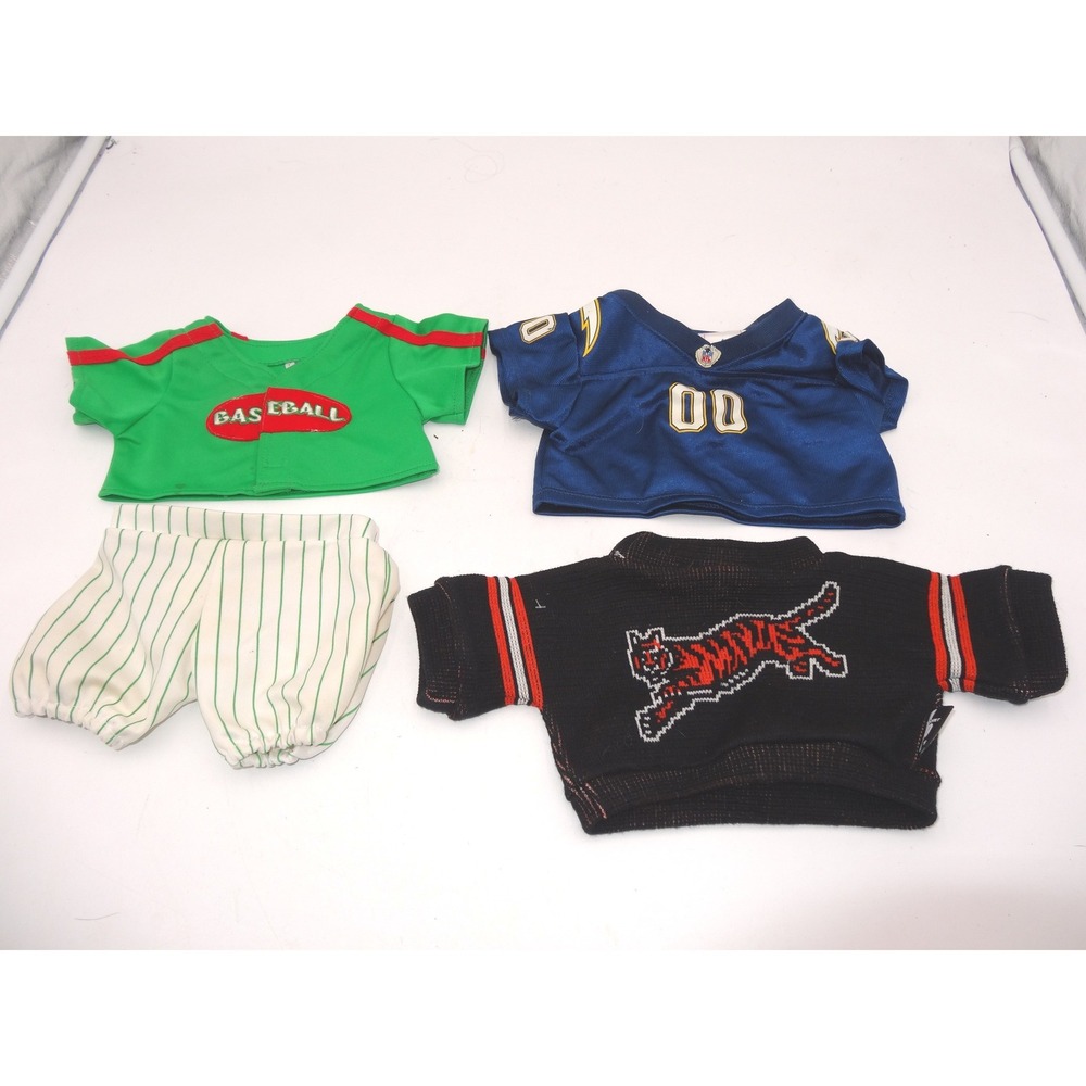 Build A Bear Workshop LA Chargers NFL Jersey Baseball Outfit Tiger Sweater Lot